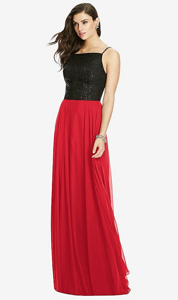 Front View - Parisian Red Chiffon Maxi Skirt