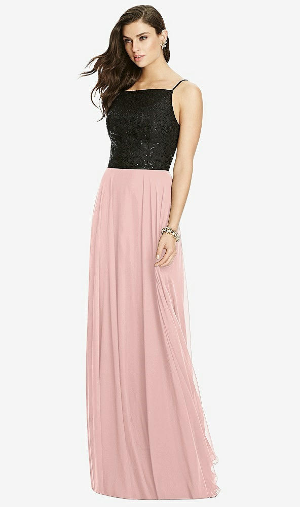 Front View - Rose - PANTONE Rose Quartz Chiffon Maxi Skirt