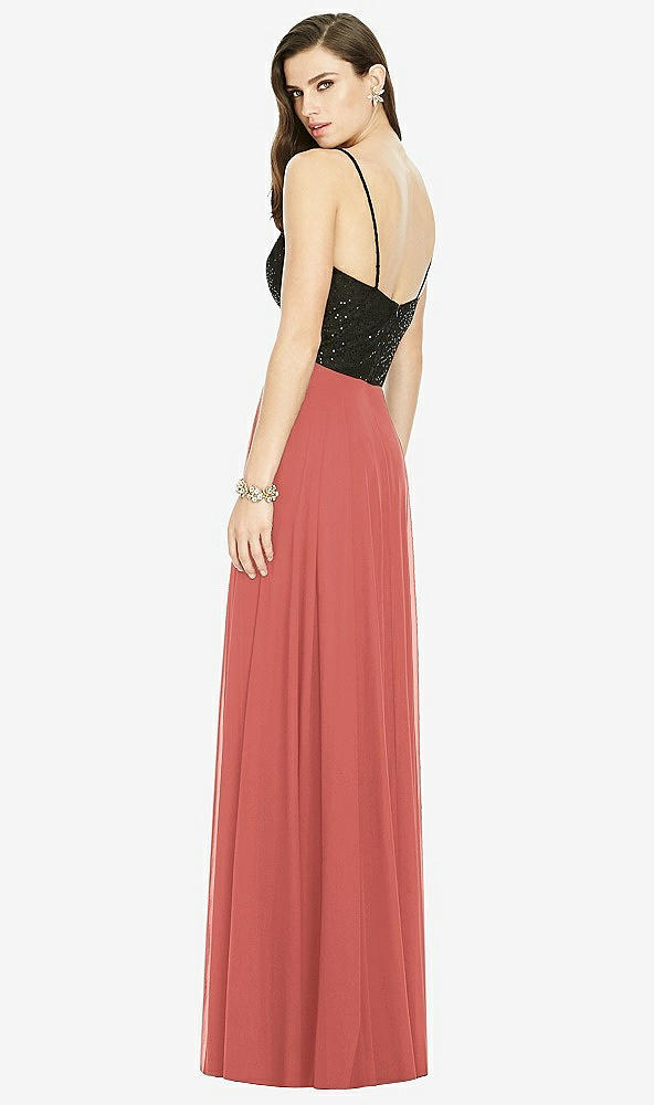 Back View - Coral Pink Chiffon Maxi Skirt