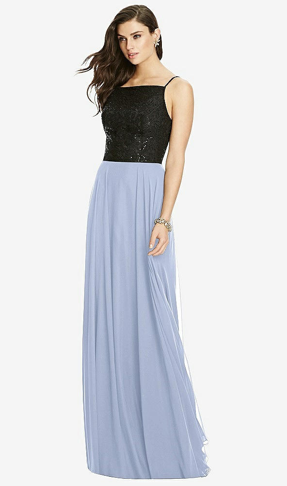 Front View - Sky Blue Chiffon Maxi Skirt