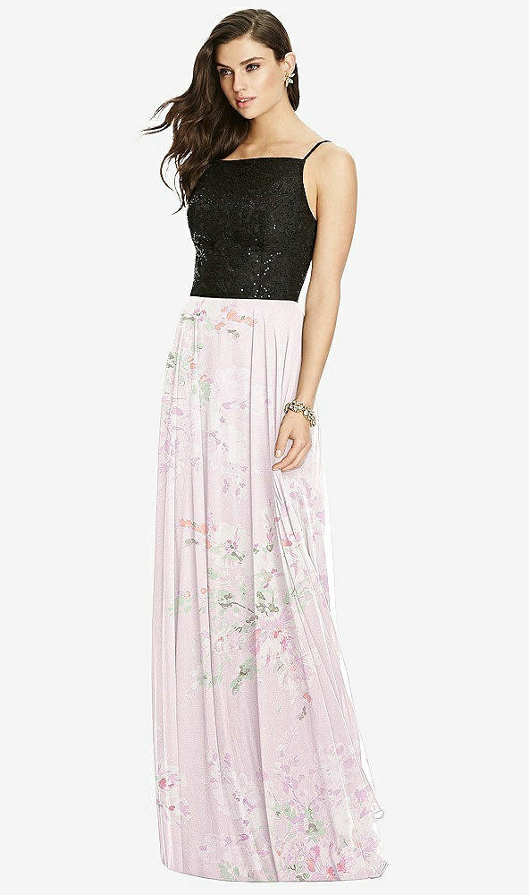 Front View - Watercolor Print Chiffon Maxi Skirt