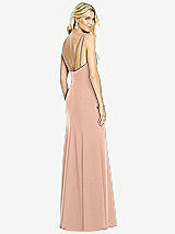 Front View Thumbnail - Pale Peach Bateau Neck Open-Back Trumpet Gown