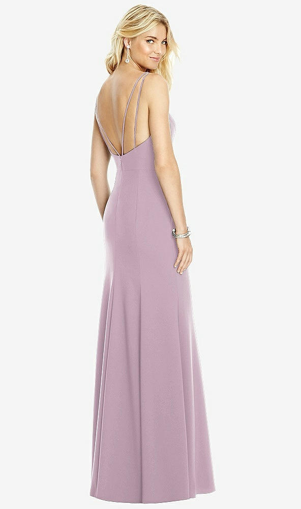 Front View - Suede Rose Bateau Neck Open-Back Trumpet Gown