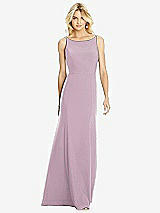 Rear View Thumbnail - Suede Rose Bateau Neck Open-Back Trumpet Gown