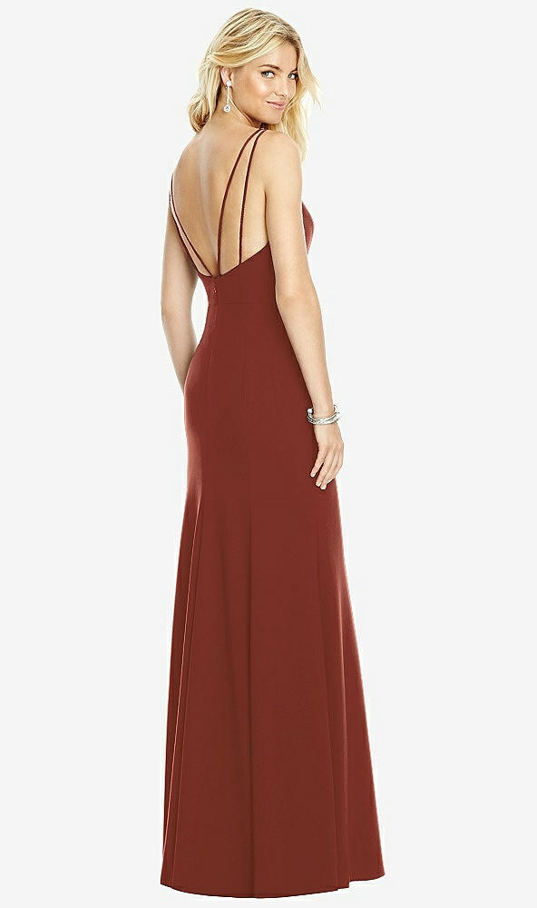 Front View - Auburn Moon Bateau Neck Open-Back Trumpet Gown