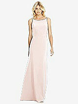 Rear View Thumbnail - Blush Bateau Neck Open-Back Trumpet Gown