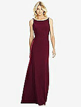 Rear View Thumbnail - Cabernet Bateau Neck Open-Back Trumpet Gown