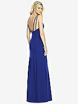 Front View Thumbnail - Cobalt Blue Bateau Neck Open-Back Trumpet Gown