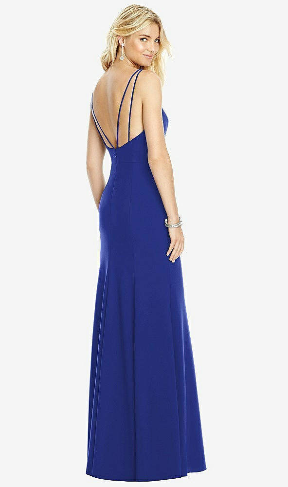 Front View - Cobalt Blue Bateau Neck Open-Back Trumpet Gown