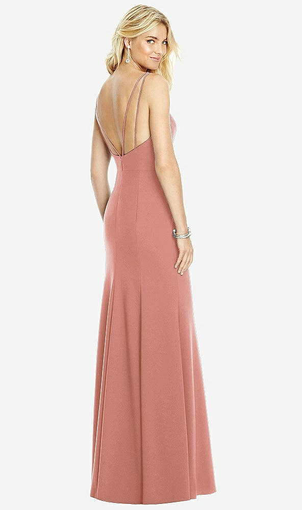 Front View - Desert Rose Bateau Neck Open-Back Trumpet Gown