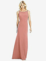 Rear View Thumbnail - Desert Rose Bateau Neck Open-Back Trumpet Gown