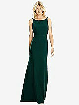 Rear View Thumbnail - Evergreen Bateau Neck Open-Back Trumpet Gown