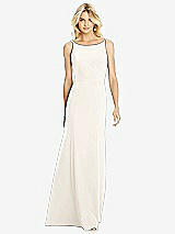 Rear View Thumbnail - Ivory Bateau Neck Open-Back Trumpet Gown