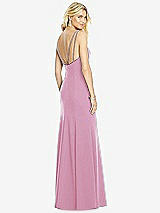 Front View Thumbnail - Powder Pink Bateau Neck Open-Back Trumpet Gown