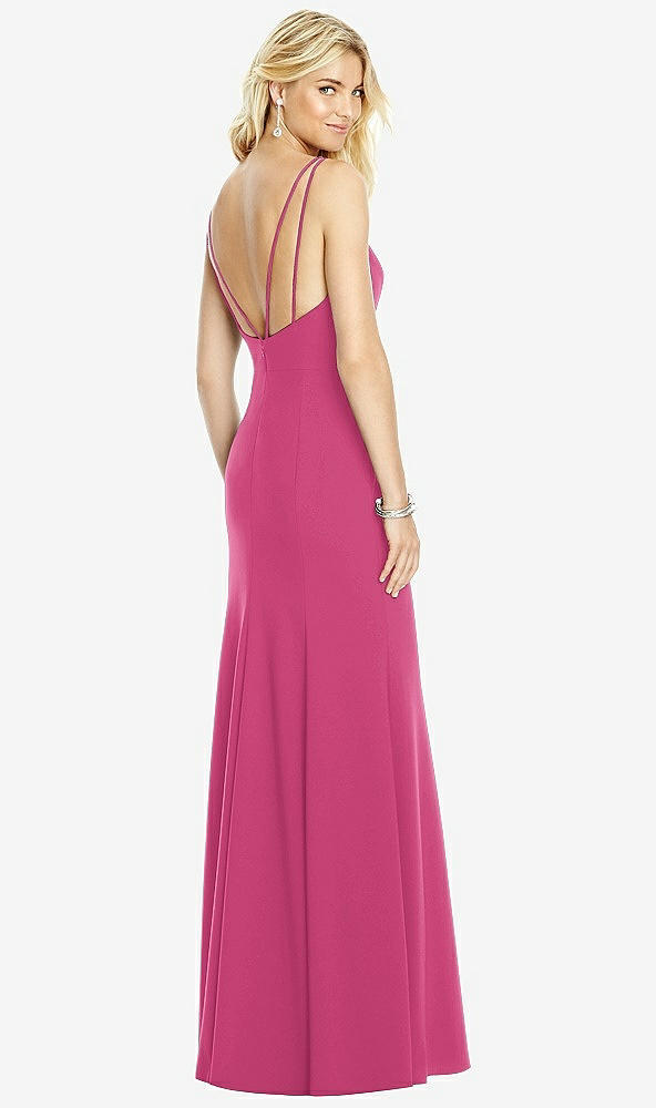 Front View - Tea Rose Bateau Neck Open-Back Trumpet Gown