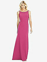 Rear View Thumbnail - Tea Rose Bateau Neck Open-Back Trumpet Gown