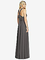 Rear View Thumbnail - Caviar Gray Cross Strap Open-Back Halter Maxi Dress