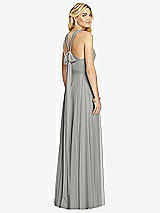 Rear View Thumbnail - Chelsea Gray Cross Strap Open-Back Halter Maxi Dress