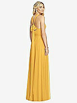 Rear View Thumbnail - NYC Yellow Cross Strap Open-Back Halter Maxi Dress