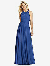 Front View Thumbnail - Classic Blue Cross Strap Open-Back Halter Maxi Dress