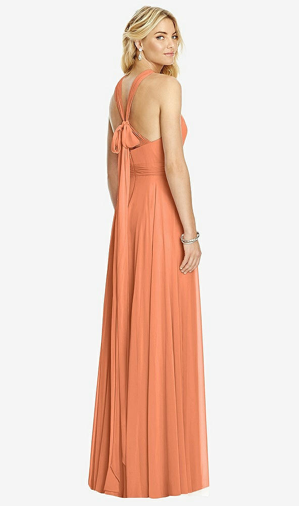 Back View - Sweet Melon Cross Strap Open-Back Halter Maxi Dress