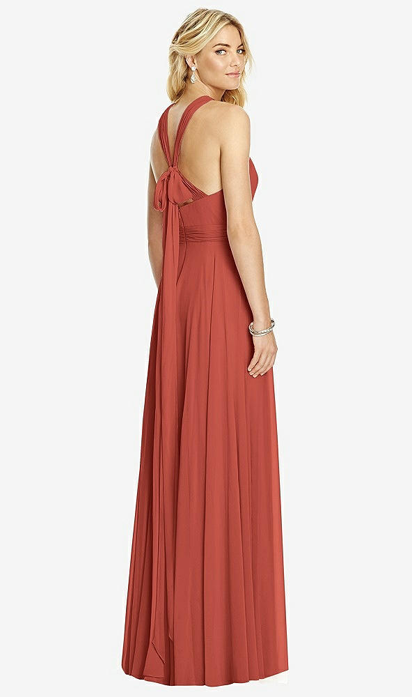 Back View - Amber Sunset Cross Strap Open-Back Halter Maxi Dress