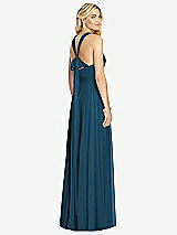 Rear View Thumbnail - Atlantic Blue Cross Strap Open-Back Halter Maxi Dress