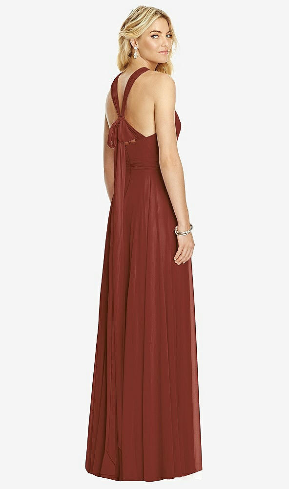 Back View - Auburn Moon Cross Strap Open-Back Halter Maxi Dress