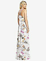 Rear View Thumbnail - Butterfly Botanica Ivory Cross Strap Open-Back Halter Maxi Dress