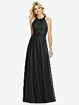 Front View Thumbnail - Black Cross Strap Open-Back Halter Maxi Dress