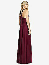 Rear View Thumbnail - Cabernet Cross Strap Open-Back Halter Maxi Dress