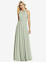 Front View Thumbnail - Celadon Cross Strap Open-Back Halter Maxi Dress