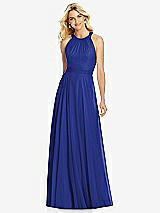 Front View Thumbnail - Cobalt Blue Cross Strap Open-Back Halter Maxi Dress