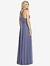 Rear View Thumbnail - French Blue Cross Strap Open-Back Halter Maxi Dress