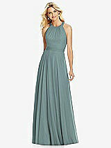 Front View Thumbnail - Icelandic Cross Strap Open-Back Halter Maxi Dress