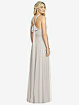 Rear View Thumbnail - Oyster Cross Strap Open-Back Halter Maxi Dress