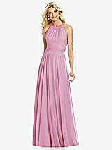 Front View Thumbnail - Powder Pink Cross Strap Open-Back Halter Maxi Dress