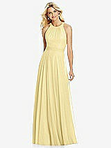 Front View Thumbnail - Pale Yellow Cross Strap Open-Back Halter Maxi Dress