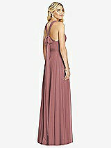 Rear View Thumbnail - Rosewood Cross Strap Open-Back Halter Maxi Dress