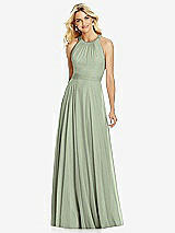 Front View Thumbnail - Sage Cross Strap Open-Back Halter Maxi Dress