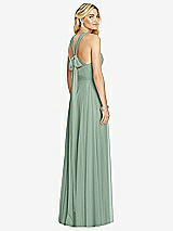 Rear View Thumbnail - Seagrass Cross Strap Open-Back Halter Maxi Dress