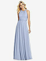 Front View Thumbnail - Sky Blue Cross Strap Open-Back Halter Maxi Dress