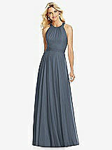 Front View Thumbnail - Silverstone Cross Strap Open-Back Halter Maxi Dress