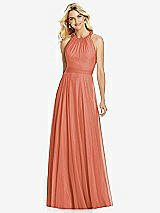 Front View Thumbnail - Terracotta Copper Cross Strap Open-Back Halter Maxi Dress