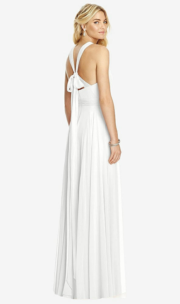 Back View - White Cross Strap Open-Back Halter Maxi Dress