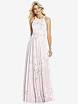 Front View Thumbnail - Watercolor Print Cross Strap Open-Back Halter Maxi Dress