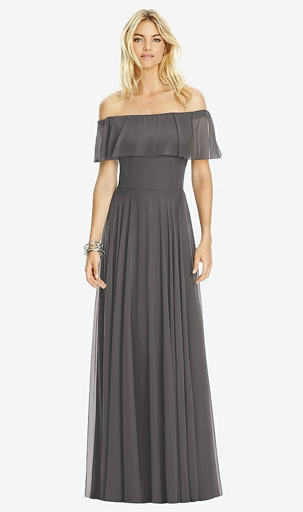 Front View - Caviar Gray After Six Bridesmaid Dress 6763