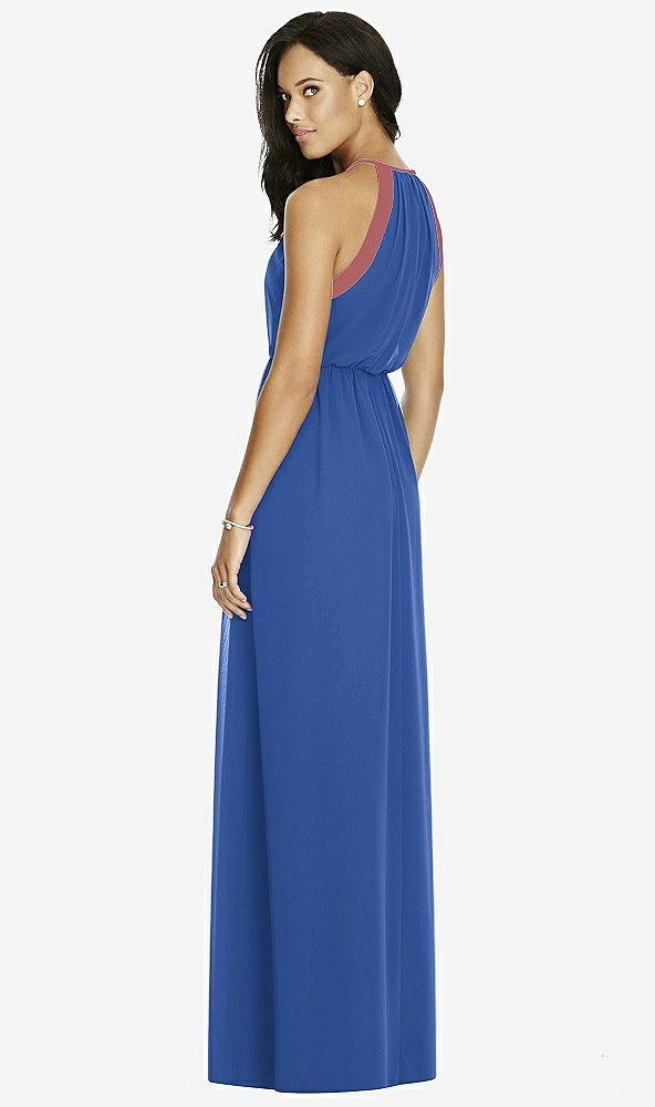 Back View - Classic Blue & English Rose Social Bridesmaids Dress 8179