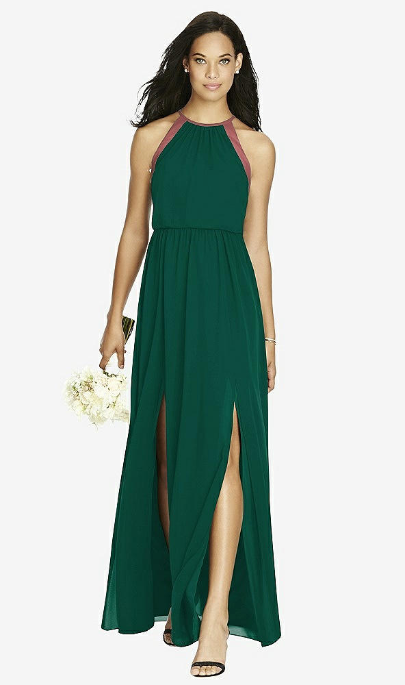 Front View - Hunter Green & English Rose Social Bridesmaids Dress 8179