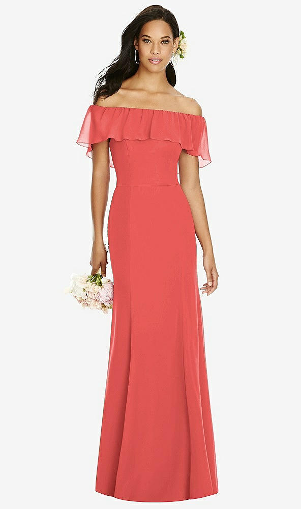 Front View - Perfect Coral Social Bridesmaids Dress 8182